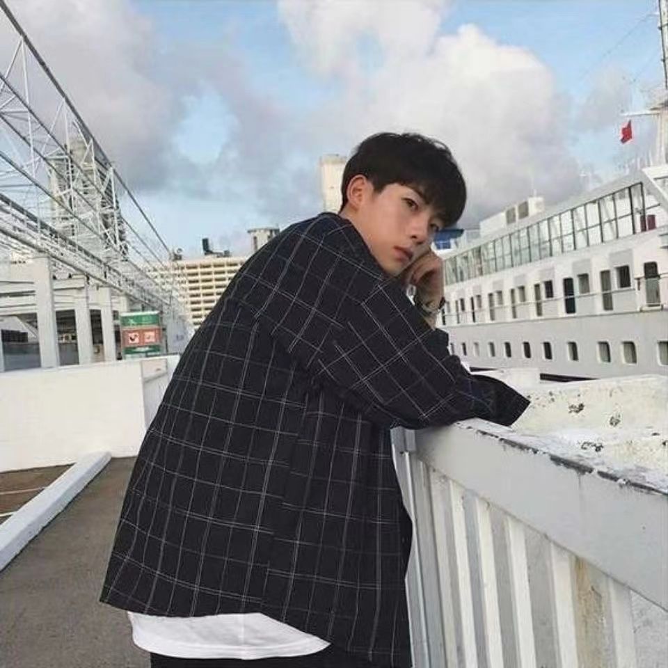 Áo Sơ Mi Dài Tay Dáng Rộng Hoa Văn Kẻ Ô Phong Cách Hàn Quốc Giản Dị Dành