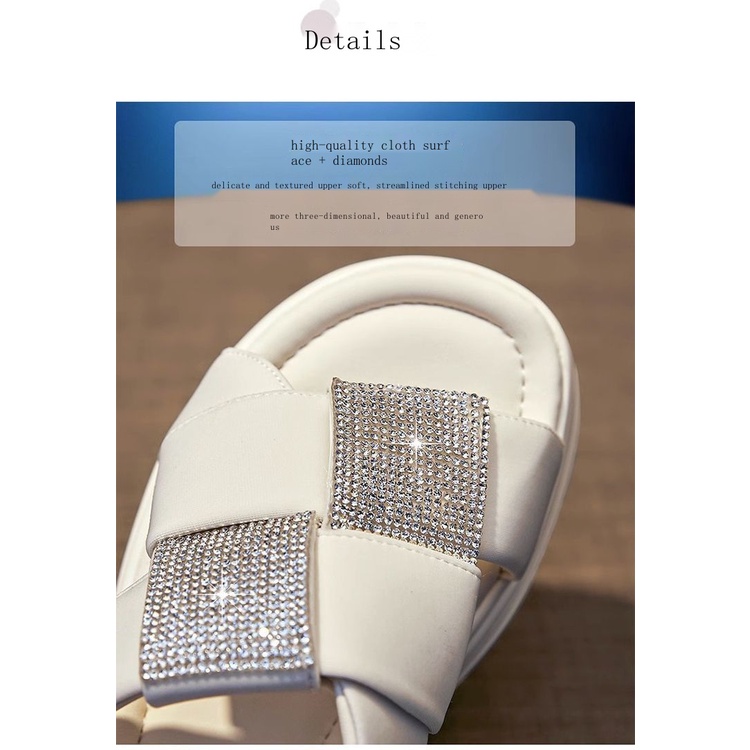 Dép Đế Xuồng Dày Đính Đá Thời Trang Mùa Hè 2023 Cho Nữ