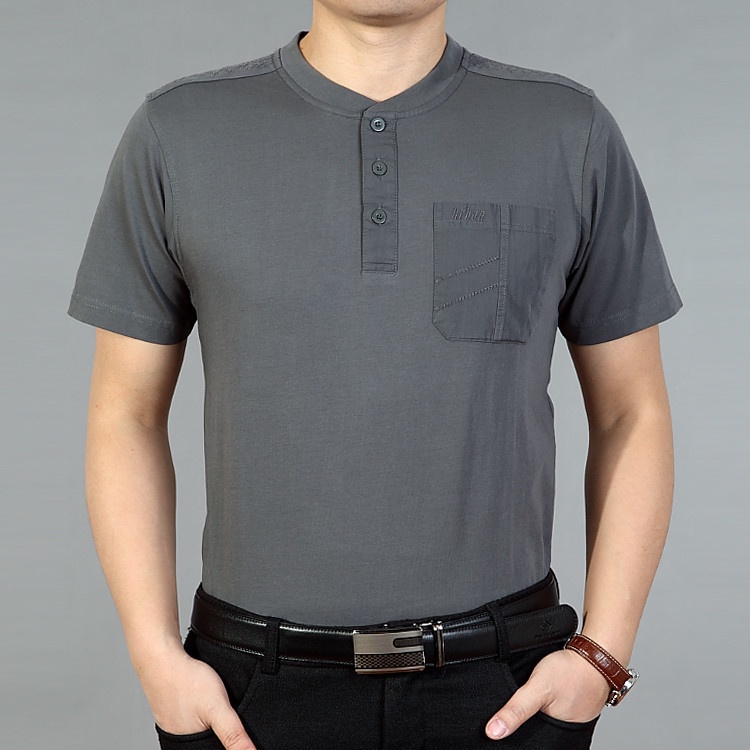 Áo Thun Cotton Tay Ngắn Cổ Tròn Dáng Rộng Thời Trang Mùa Hè Cho Nam Giới Trung Niên