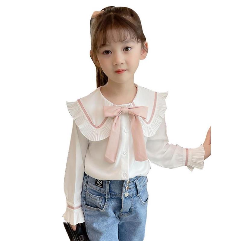 Áo Sơ Mi Tay Dài Cổ Búp Bê Thời Trang Mùa Xuân Cho Bé Gái