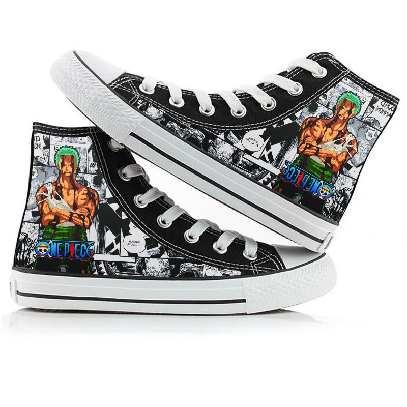 Giày Trượt Patin Vải Canvas Cổ Cao In Hình Anime One Piece Kiểu Nhật Bản Cá Tính Cho Bé