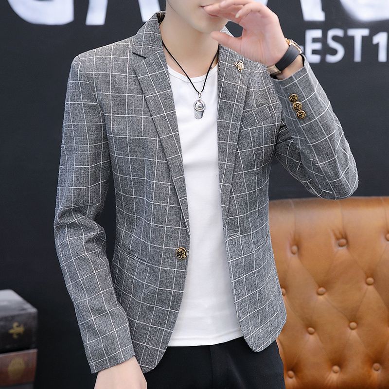 Áo Khoác Vest Kẻ Sọc Caro Trẻ Trung Thời Trang Xuân Thu Phong Cách Hàn Quốc 2023 Cho Nam