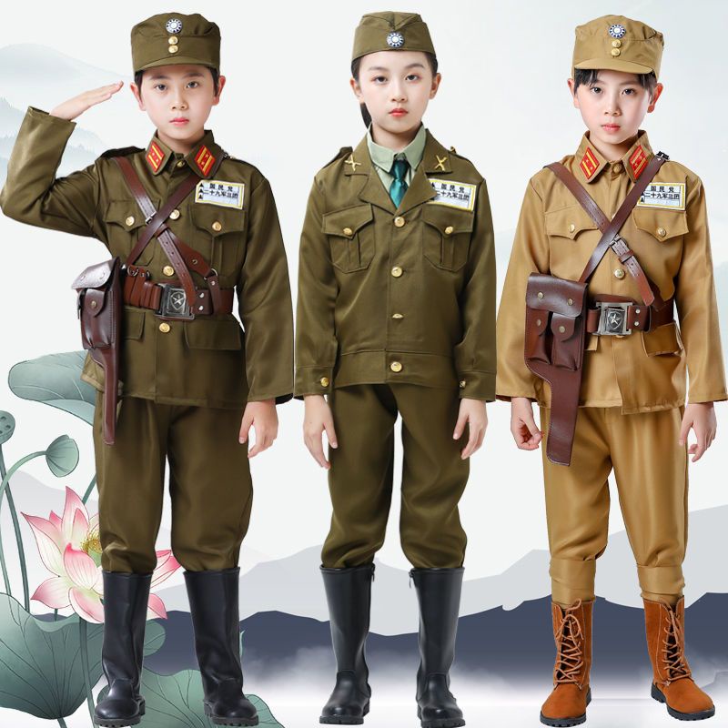 Lính của trung hoa dân quốc, dịch vụ bí mật của trẻ em nam và nữ vải trung hoa binh lính trẻ em nam nữ trang phục phục vụ đặc biệt sajia haman diaode chiến tranh thế giới thứ nhất đồng phục sân khấu biểu diễn trang phục người lớn 8.12