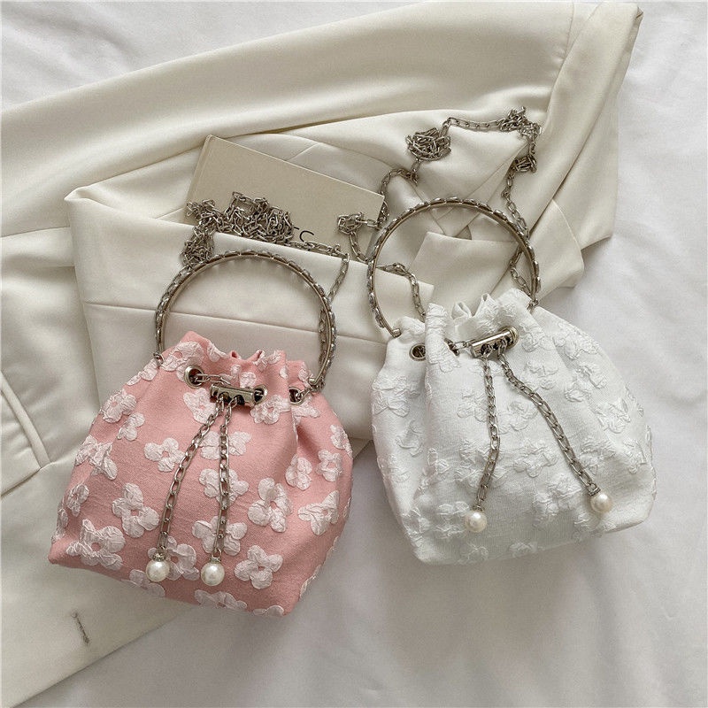 Niche Túi Xách bucket Đeo Vai 8.22 Họa Tiết Hoa Thời Trang 2022 Cho Nữ