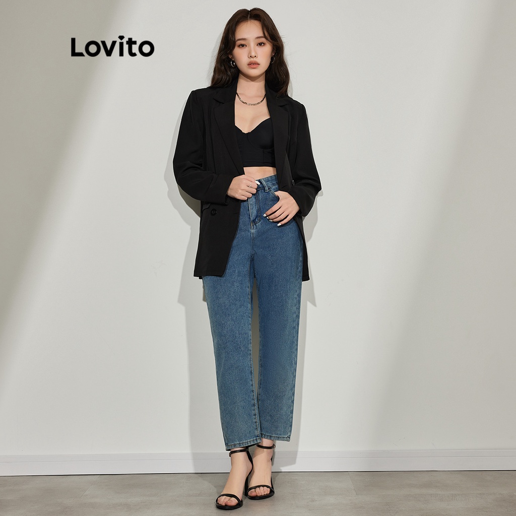 Áo LOVITO không tay hở vai màu trơn cơ bản thời trang thường ngày L45ED001 (màu đen)