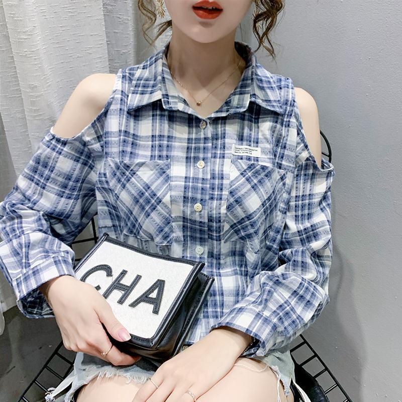 Áo Sơ Mi Ngắn Dáng Rộng Tay Dài Hở Vai Phong Cách Pháp Thiết Kế Mỏng Chống Nắng Cho Nữ se