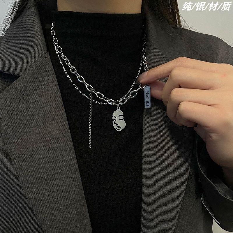 Vòng cổ Bạc sterling Phong Cách niche Âu Mỹ hip hop punk Cá Tính Cho Nam