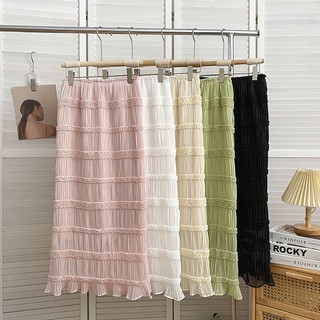 Chân Váy Midi Chất chiffon Lưng Thun Co Giãn Phong Cách Hàn Quốc