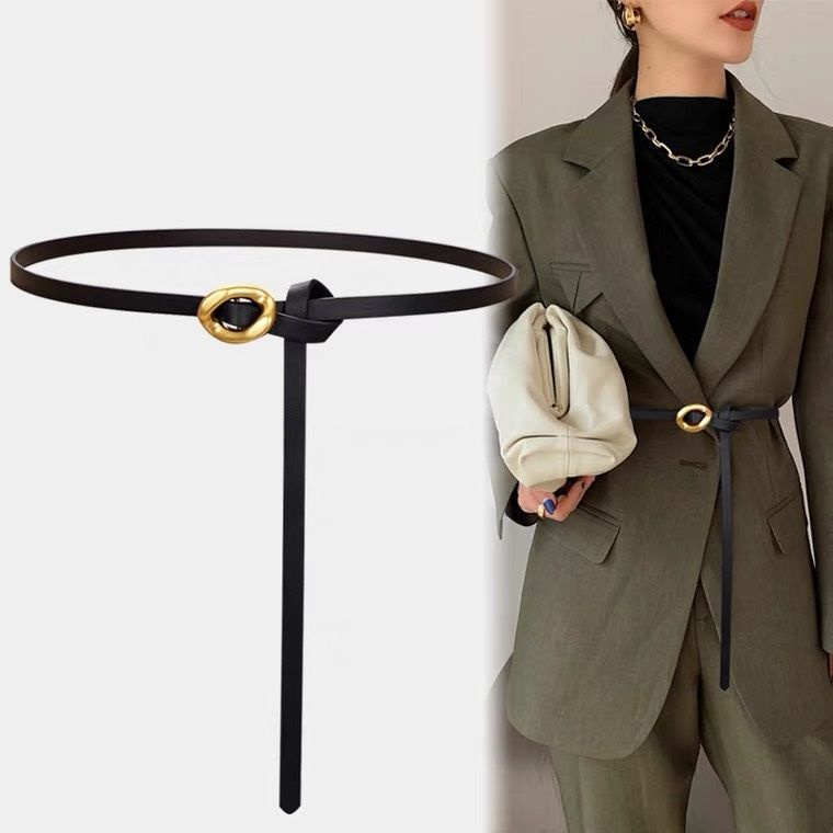 Thắt Lưng Mỏng Phối Dây Xích Phong Cách Cổ Điển Thời Trang Cho Nữ