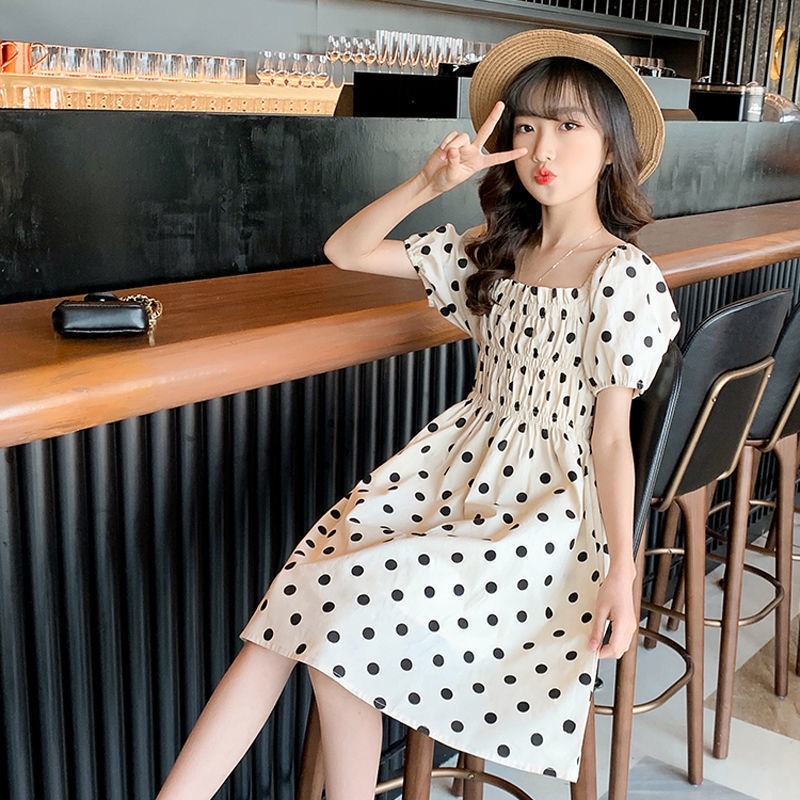 Đầm Công Chúa Tay Ngắn Họa Tiết Chấm Bi Hợp Thời Trang Cho Bé Gái