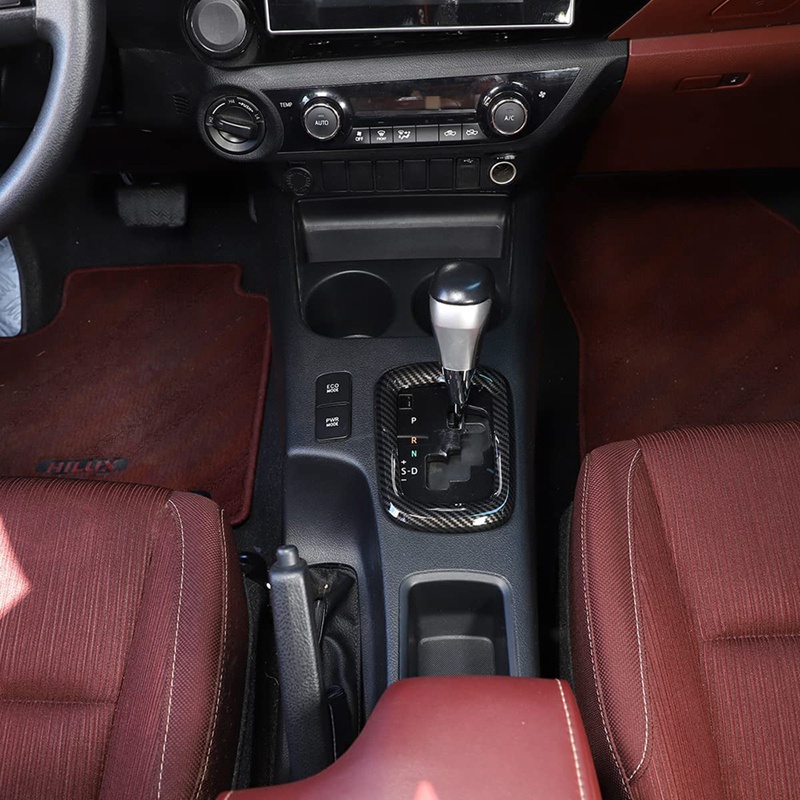 Miếng Dán Bảo Vệ Bảng Điều Khiển Cần Gạt Số Bằng ABS Họa Tiết Sợi Carbon Cho Toyota Hilux 2015 2016 2017 2018 2019 2020 2021