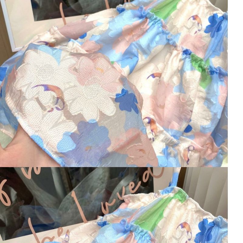 Đầm Công Chúa Hai Dây In Hoa Thời Trang Mùa Hè 2023 Cho Bé Gái