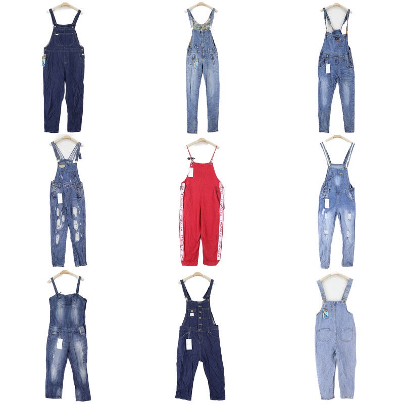 Giảm Giá Cắt Nhãn Quần Yếm Jean Dáng Rộng Thẳng Cạp Cao Cổ Điển Cho Nam Và Nữ