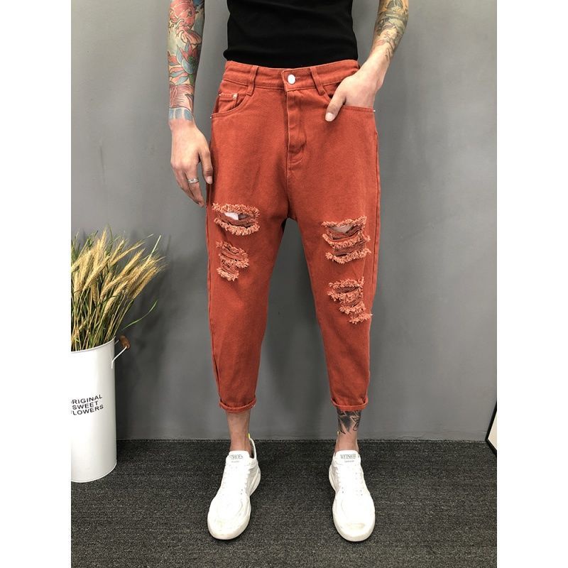 Quần jeans Lửng Rách Gối Thời Trang Dành Cho Nam