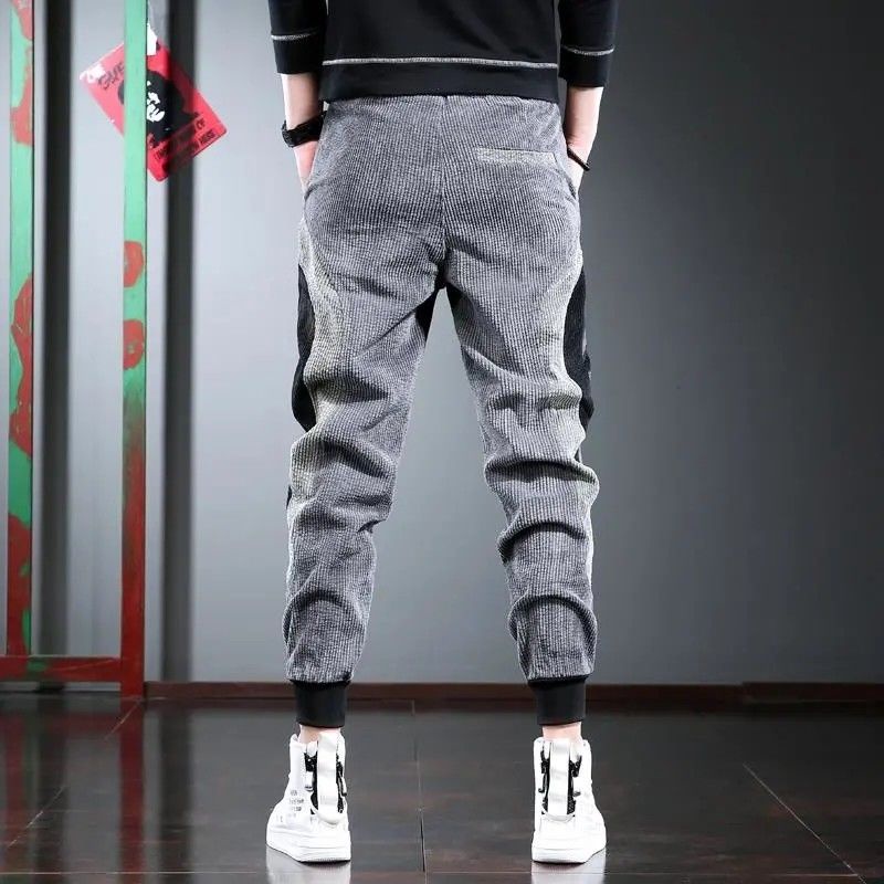 Quần Dài Dáng Rộng Vải Nhung Phong Cách Hồng Kông Cá Tính Cho Nam