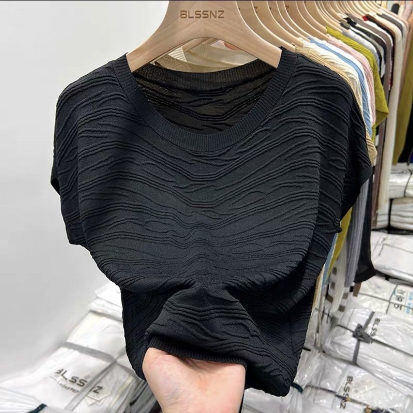 Áo Thun Lụa Lạnh Tay Ngắn Dáng Ôm Thời Trang Mùa Hè Dành Cho Nữ