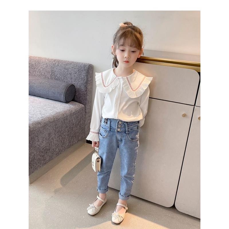 Áo Sơ Mi Tay Dài Cổ Búp Bê Thời Trang Mùa Xuân Cho Bé Gái