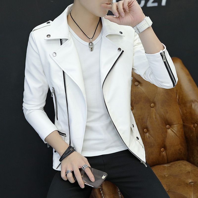 Áo Khoác Da Pu Dáng Ôm Đính Đinh Tán Kiểu Hàn Quốc Thời Trang Xuân Thu 2022 Cho Nam