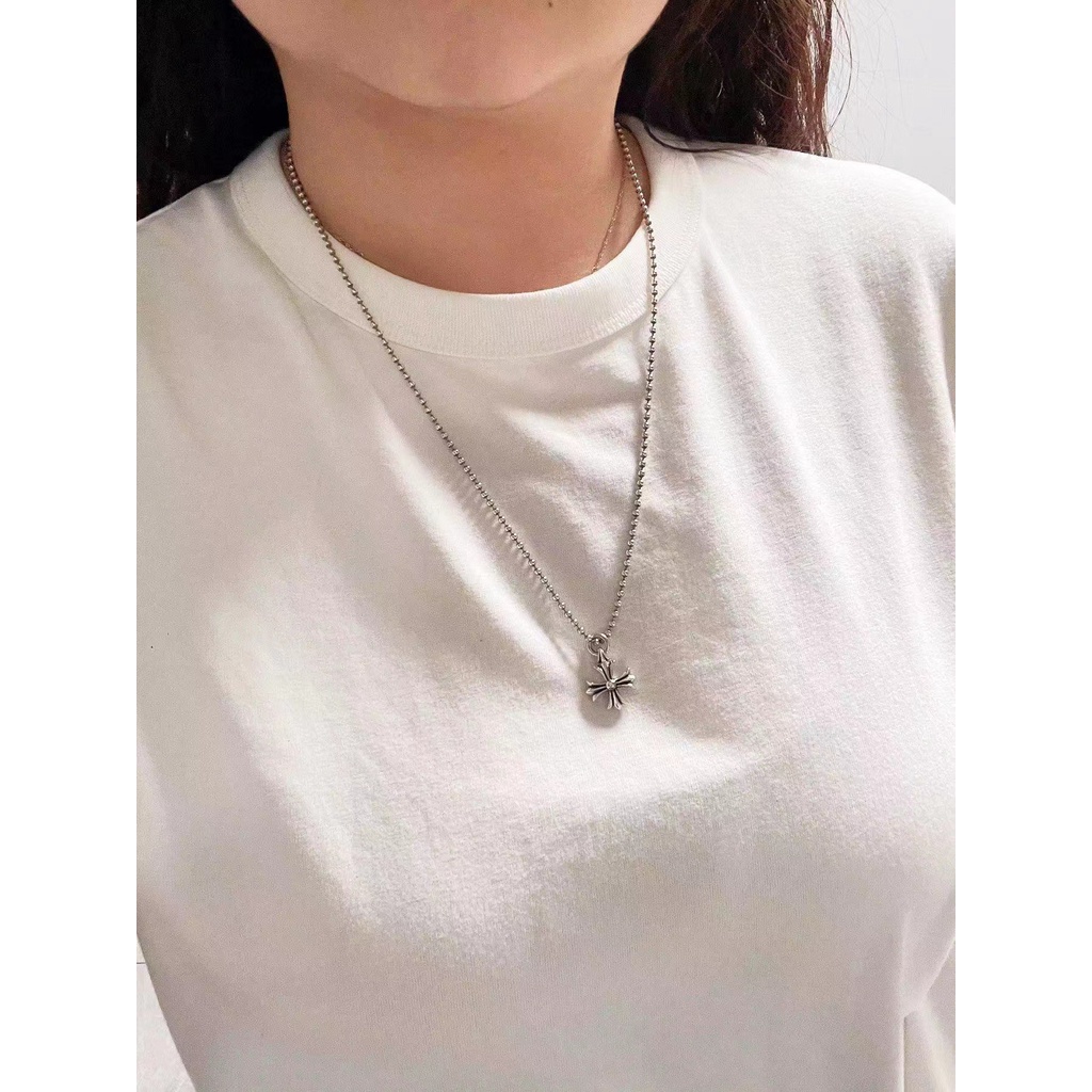 CHROME HEARTS Vòng cổ Mạ Bạc 925 Mặt Thánh Giá Phong Cách Punk