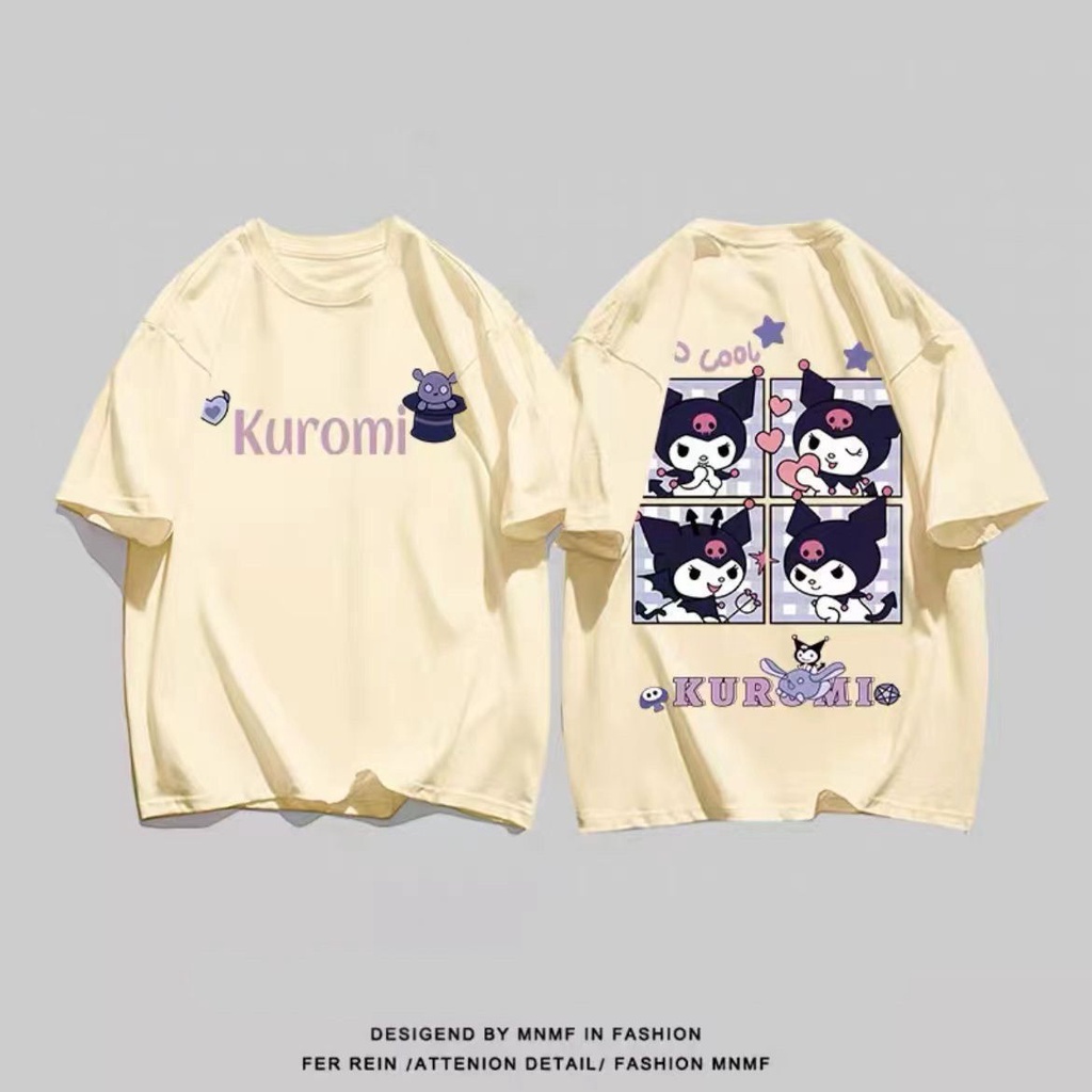 Áo Thun Cotton Tay Ngắn Dáng Rộng In Hình Kuromi Dễ Thương Thời Trang Mùa Hè Cho Nữ