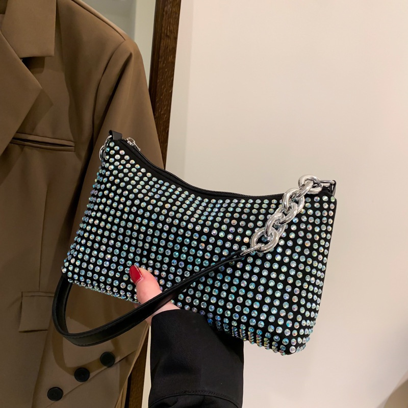 Túi Đeo Vai Hình Vuông Cỡ Nhỏ Đính Đá Lấp Lánh Thời Trang Mùa Xuân 2023 Cho Nữ