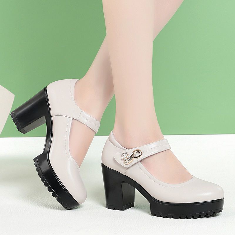35-40 Giày cao gót catwalk sườn xám phong cách dân tộc Giày biểu diễn thoải mái nền tảng chống thấm nước đế dày cho nữ Giày công sở gót thô