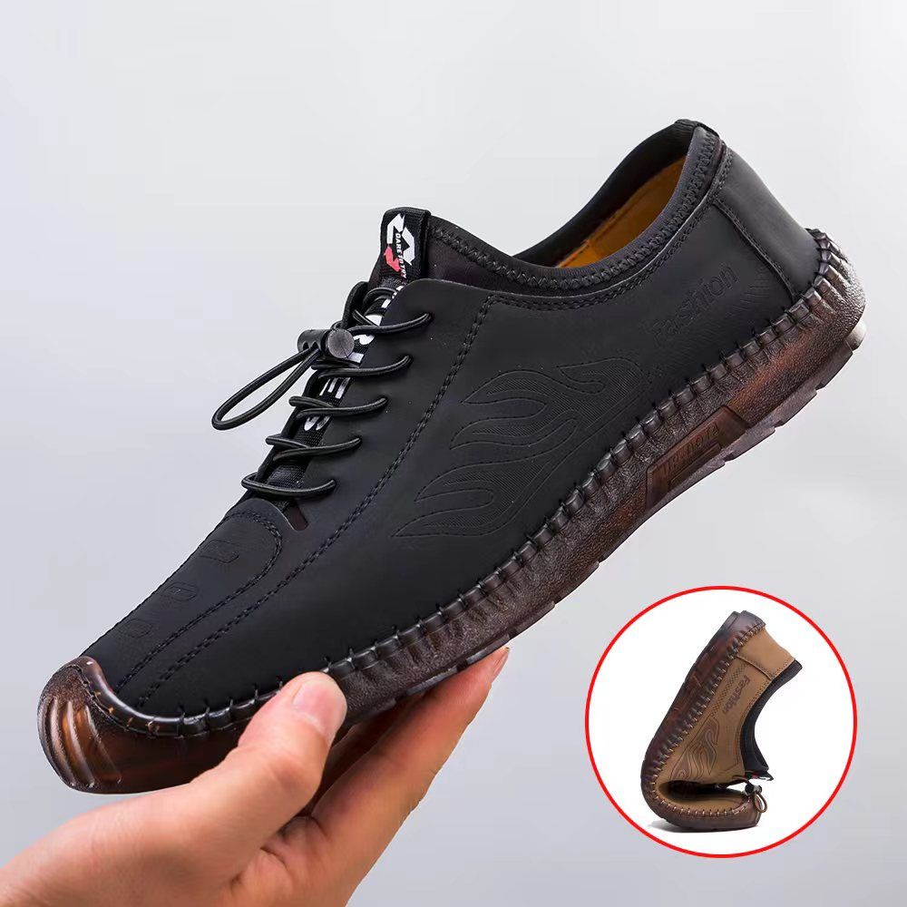Giày Da Handmade Đế Mềm Nhẹ Thoáng Khí Khử Mùi Bốn Mùa Dành Cho Nam