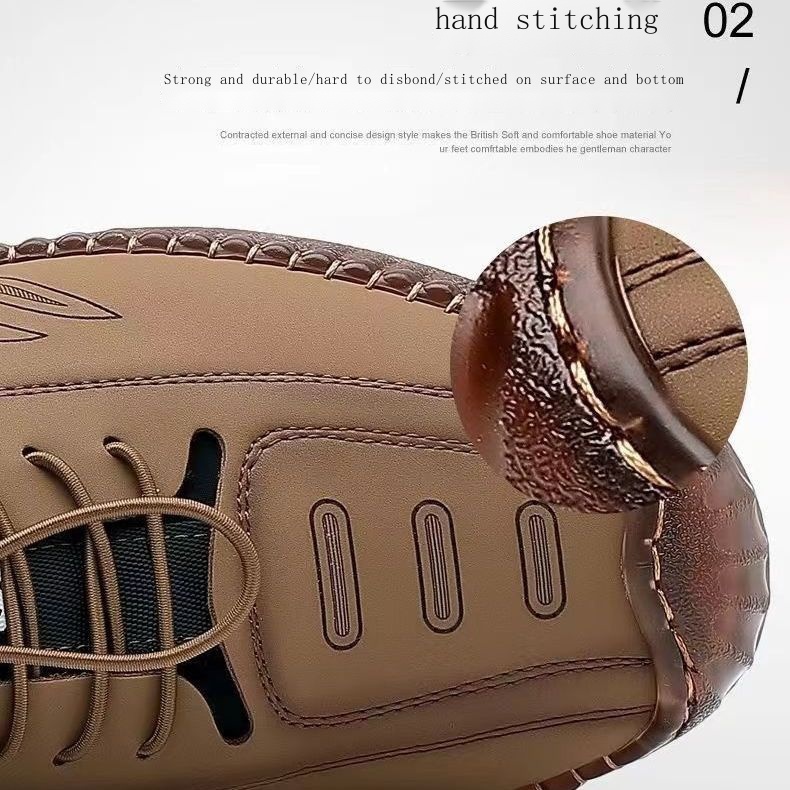 Giày Da Handmade Đế Mềm Nhẹ Thoáng Khí Khử Mùi Bốn Mùa Dành Cho Nam