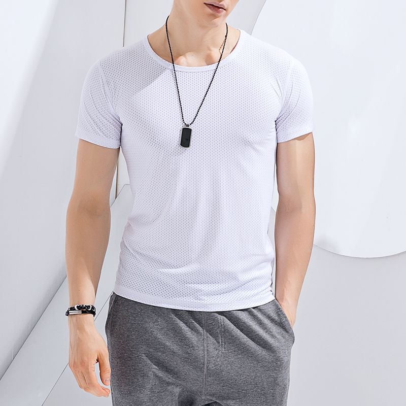 Áo Thun Thể Thao Tay Ngắn Cổ Chữ V Phối Lưới Thoáng Khí Nhanh Khô Thời Trang Mùa Hè Cho Nam