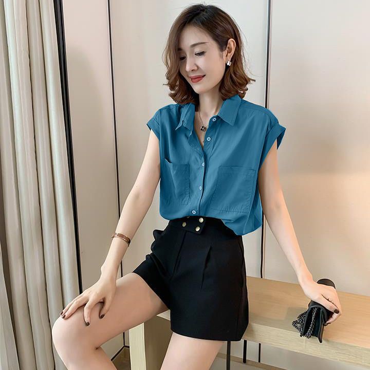 Áo Sơ Mi Cotton Mỏng Dáng Rộng Thời Trang Mùa Hè Hàn Quốc 2023 Cho Nữ