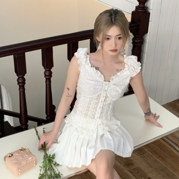 Áo Thun Tay Ngắn Phối Ren Màu Trơn Dáng Ôm Thời Trang Hàn Quốc Cho Nữ