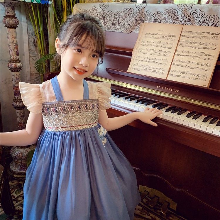 Đầm Hán Phục Thêu Họa Tiết Phong Cách Trung Hoa Mới Cho Bé Gái