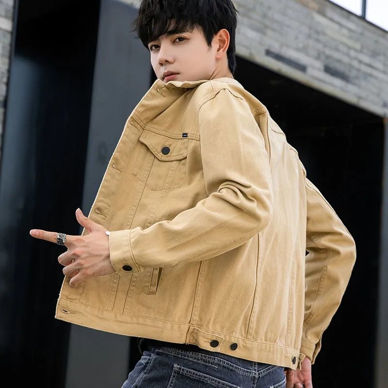 Áo khoác bò trắng cao cấp M-4XL áo jacket trang phục đi làm nam thường ngày áo khoác áo khoác bò học sinh thanh niên