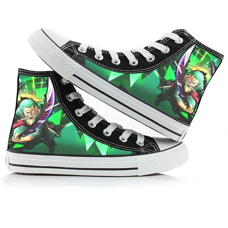 Giày Trượt Patin Vải Canvas Cổ Cao In Hình Anime One Piece Kiểu Nhật Bản Cá Tính Cho Bé