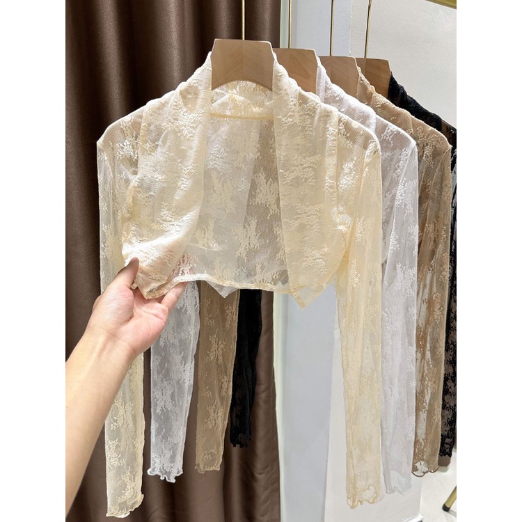 Áo Khoác Sườn Xám Phối Ren Lưới Chống Nắng Thời Trang Mùa Hè Dành Cho Nữ