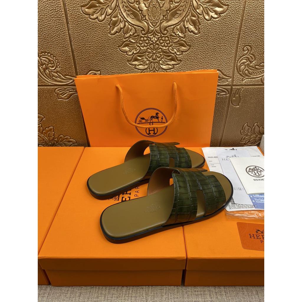 Dép Da Bò Đế Bằng Chống Trượt Chống Mài Mòn Thời Trang Mùa Hè Châu Âu Cho Nam