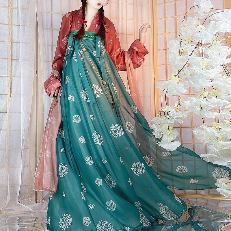 Hàng Có Sẵn!Rixi Pavilion Hán Phục  Tang Dynasty- Váy Dài Mỏng Và Dài Một Mảnh Thủ Công