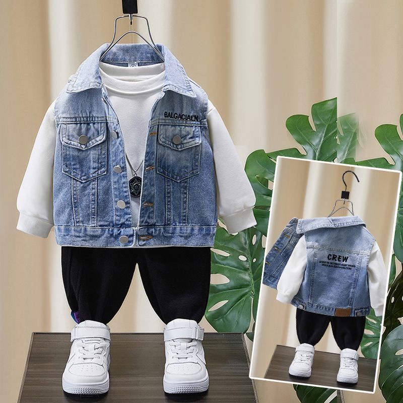 Áo Khoác Denim Phong Cách Hàn Quốc Thời Trang Xuân Thu 2023 Mới Cho Bé Trai