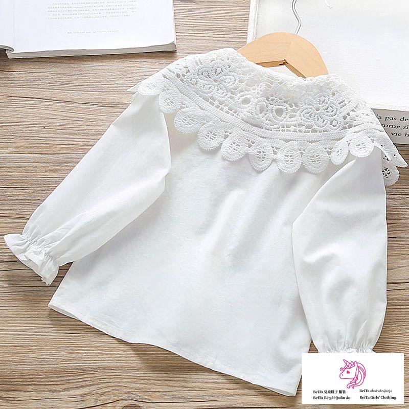 Beita ~ girls spring autumn shirt 2023 new style baby girl long-sleeved lace phiên bản hàn quốc thời trang đế búp bê cổ áo sơ mi trắng mùa hè