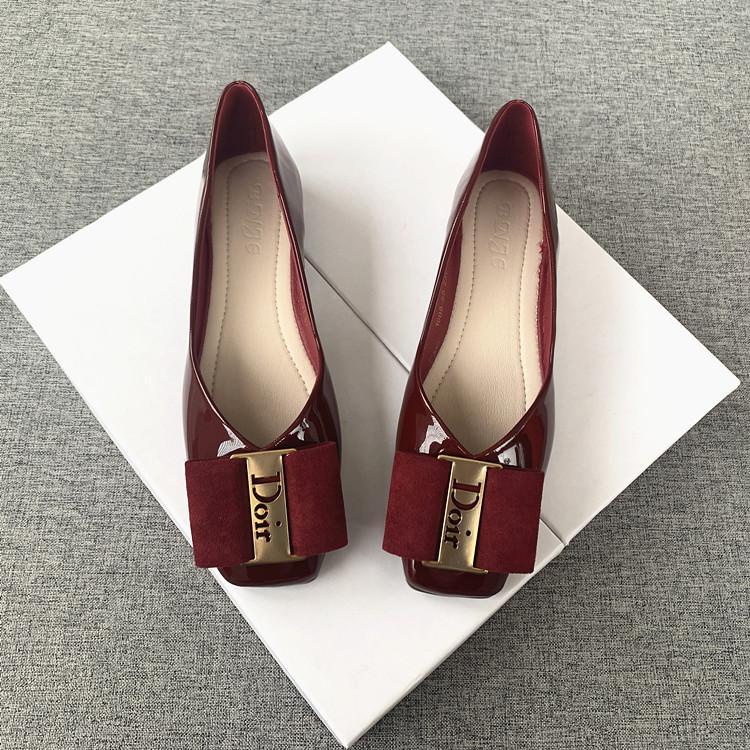 Giày Búp Bê Da Bóng Mũi Vuông Đế Mềm Thời Trang Xuân Thu Hàn Quốc 2023 Cho Nữ