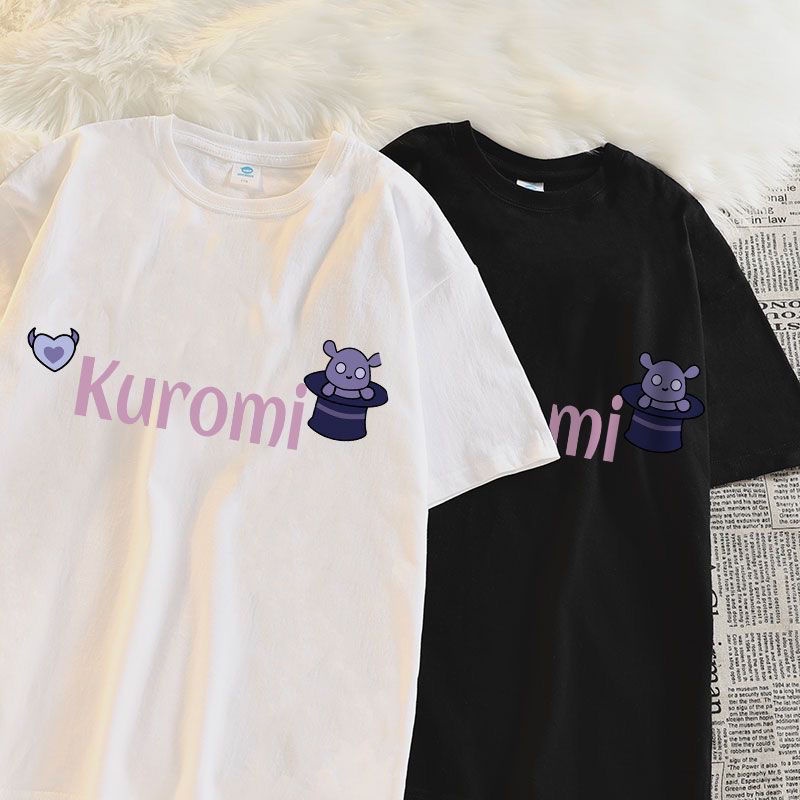 Áo Thun Cotton Tay Ngắn Dáng Rộng In Hình Kuromi Dễ Thương Thời Trang Mùa Hè Cho Nữ