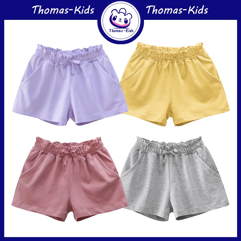 [THOMAS KIDS] 2023 Quần short trẻ em mới Mùa hè Cotton thoáng khí Quần short nhà giản dị Quần short cô gái bán buôn