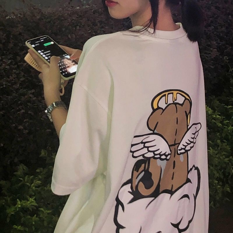 Áo Thun Nữ Tay Ngắn In Hình Gấu Dễ Thương