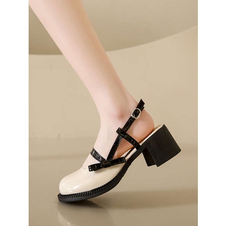 Giày Dép Sandal Da Mary Jane Cao Gót Thời Trang Mùa Hè