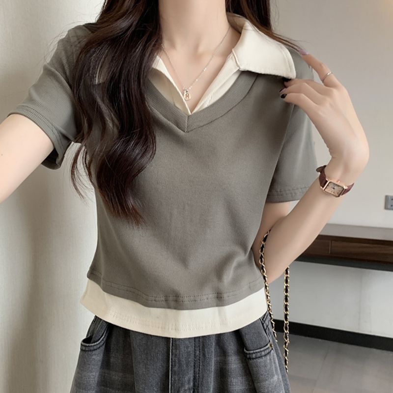 Áo Thun POLO Ngắn Tay Dáng Rộng Bằng Lụa Mát Thời Trang Mùa Hè Hàng Mới Dành Cho Bạn Nữ