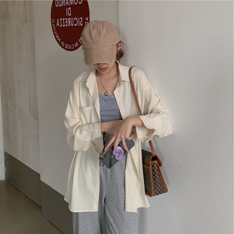 Áo Sơ Mi Nữ Khoác Gió Chống Nắng Cardigan Màu Be Mát Mẻ Mới 2023 1904