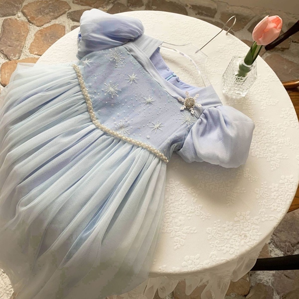 Đầm Công Chúa Mùa Hè Tay Cộc Phát Sáng Mới Cho Bé Gái
