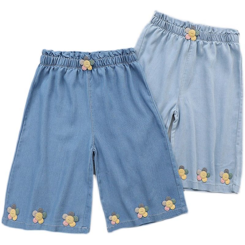 Quần Denim Ống Rộng Thời Trang Mùa Hè Dễ Thương Cho Bé Gái