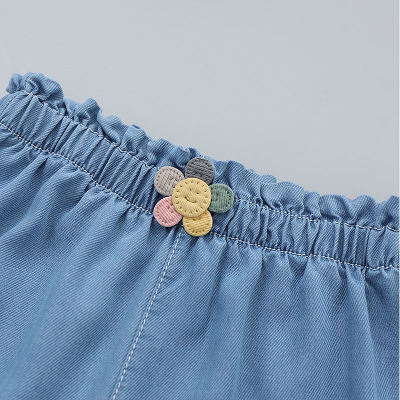 Quần Denim Ống Rộng Thời Trang Mùa Hè Dễ Thương Cho Bé Gái