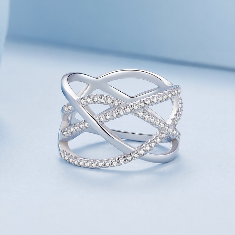 BAMOER Nhẫn Bạc 925 KiểU DáNg Đơn GiảN ThờI Trang Cho Nữ BSR396